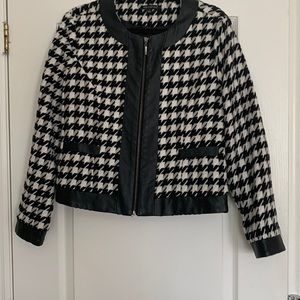 Houndstooth faux leather jacket